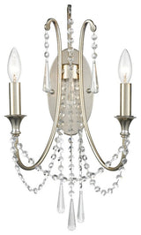 Crystorama ARC-1902-SA-CL-MWP, 2-Light Wall Mount, Antique Silver