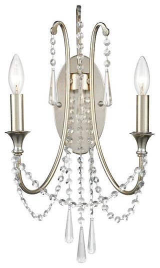 Crystorama ARC-1902-SA-CL-MWP, 2-Light Wall Mount, Antique Silver