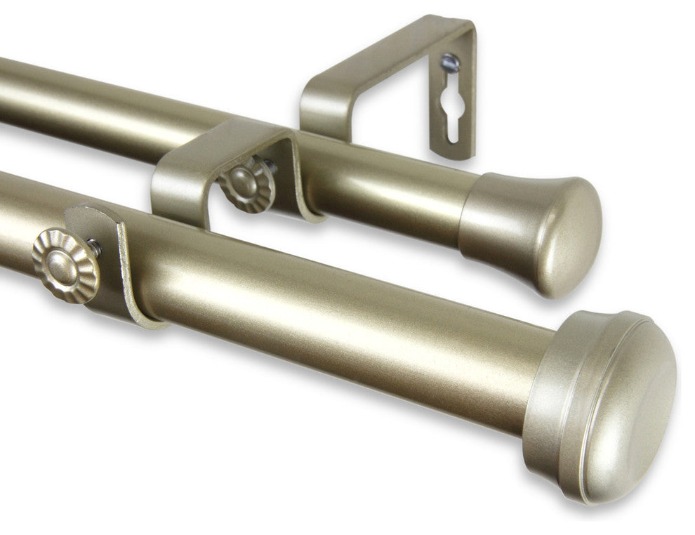 Rosen 1" Double Curtain Rod 48-84", Light Gold