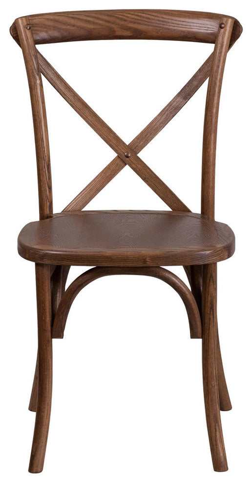 Hercules Series Stackable Pecan Wood Cross Back Chair