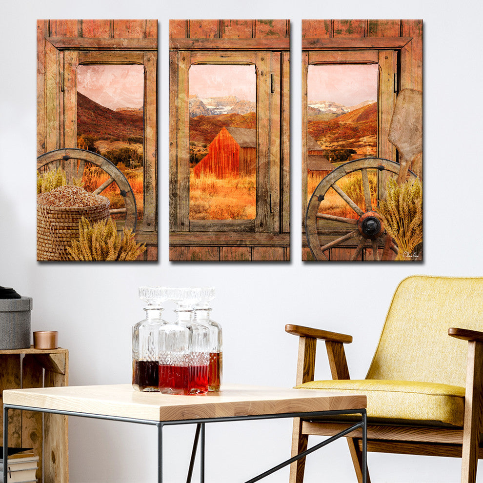 Ready2HangArt Rustic 'Farmhouse' 3-Piece Wrapped Canvas Wall Art Set, 60"x40"