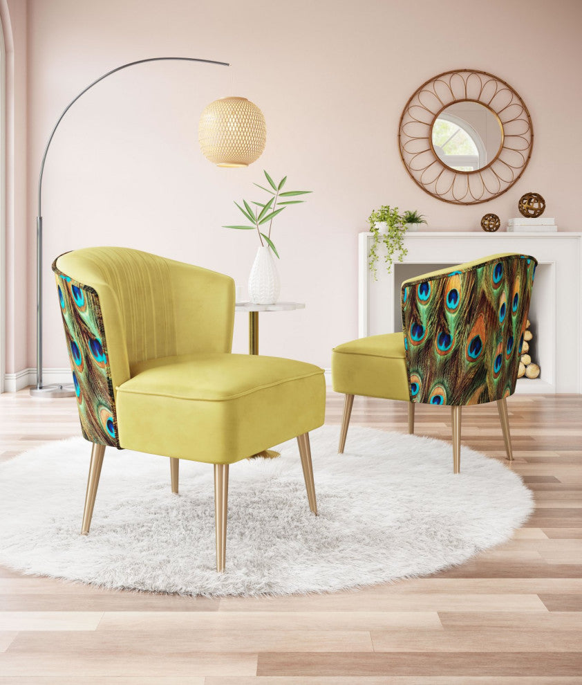Accent Chair, Steel, Fabric, Green, Gold, Living Lounge Cafe Lobby Hospitality