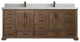 Charlotte Teak 84 Double Sink Bathroom Vanity Distressed Gray 2" Carrara Quartz