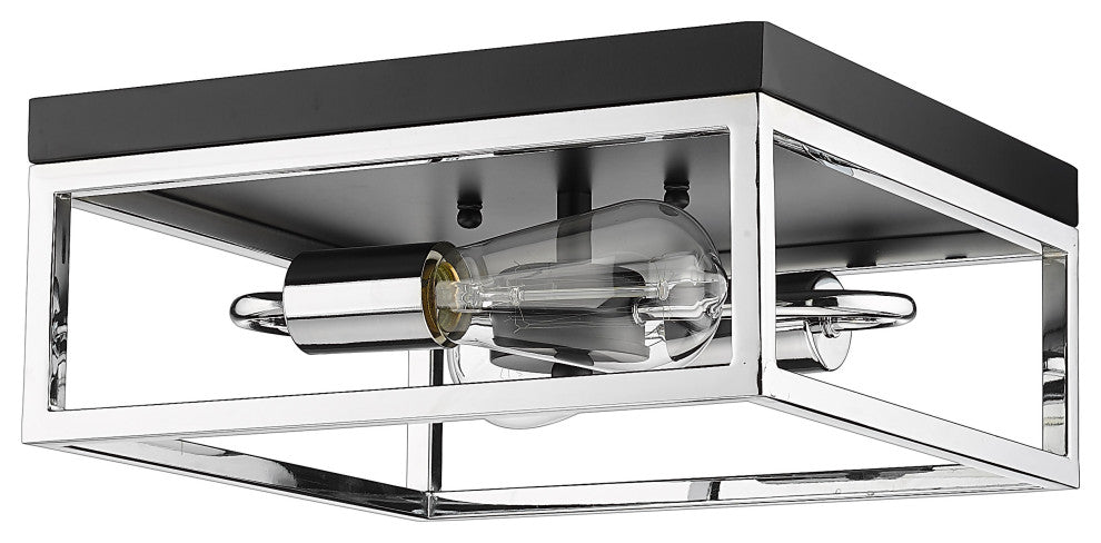 Bethel International YS2181C12BCH 2 Light Flush Mount, Black and Chrome