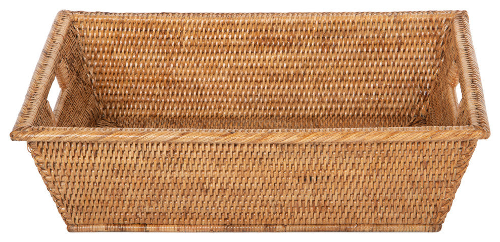 La Jolla Rectangular Multi Purpose Shelf, Storage Basket, Large, Honey-Brown