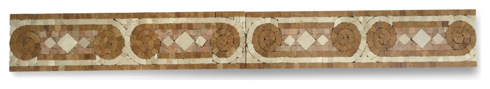 Marble Mosaic Border Listello Tile Treasure Gold 3.9x15.7 Polished, 1 piece