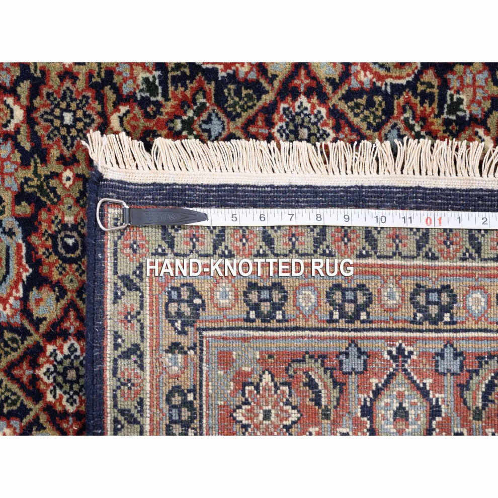 Midnight Blue All Over Herat Design Hand Knotted Hand Spun Wool Rug, 5'1" x 7'1"