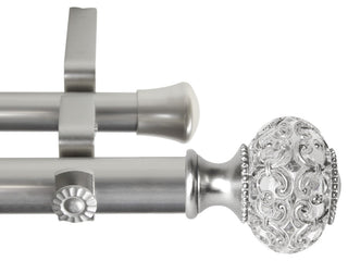 Bailey 1" Diameter Double Curtain Rod, Satin Nickel, 66-120"