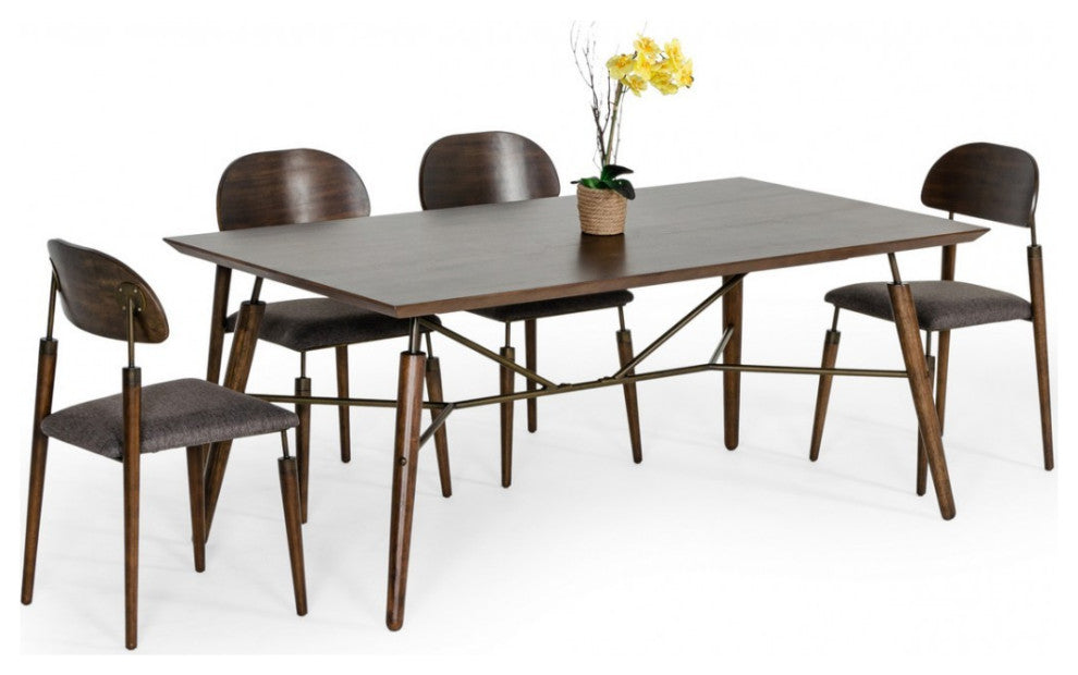 Set of Two Gray Brown Mid Century Dining Chairs