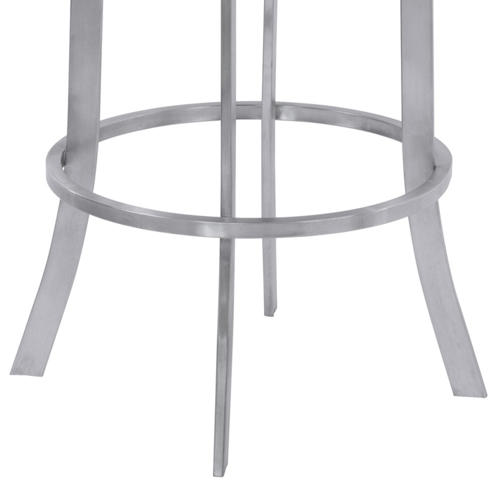 38" Gray Brushed Stainless Steel Bar Height Swivel Full Back Bar Chair