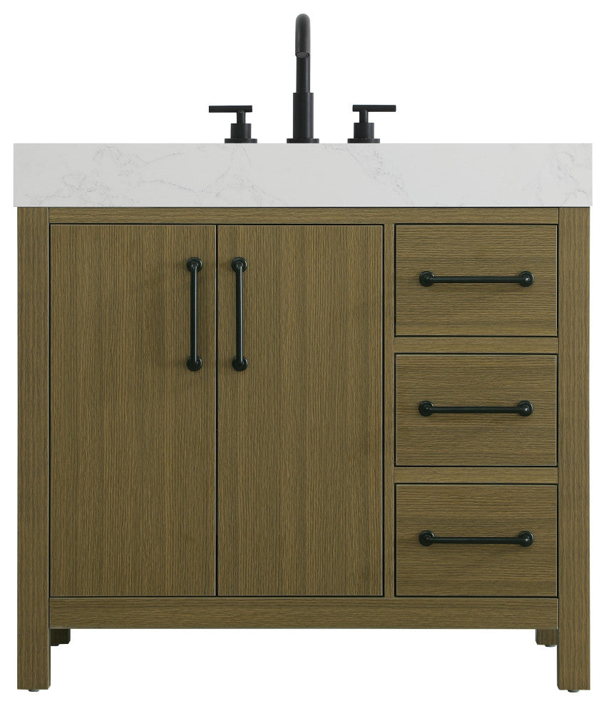 Home Living 36" Single Bathroom Vanity, Chestnut Brown