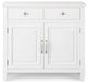 Traditional Storage Cabinet, 2 Drawers and 2 Doors With Inner Shelves, White