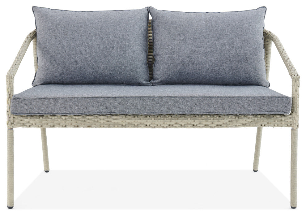 Windham All-Weather Wicker 2-Seat Outdoor Bench With Cushions
