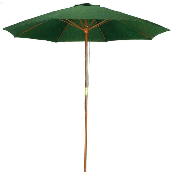 9' Hunter Green Patio Umbrella, Outdoor Wood Market Umbrella