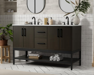 Home Living 54" Double Bathroom Vanity, Mocha Brown