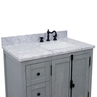 37" Vanity, Gray Ash With White Carrara Top, Right Doors/Right Rectangle Sink