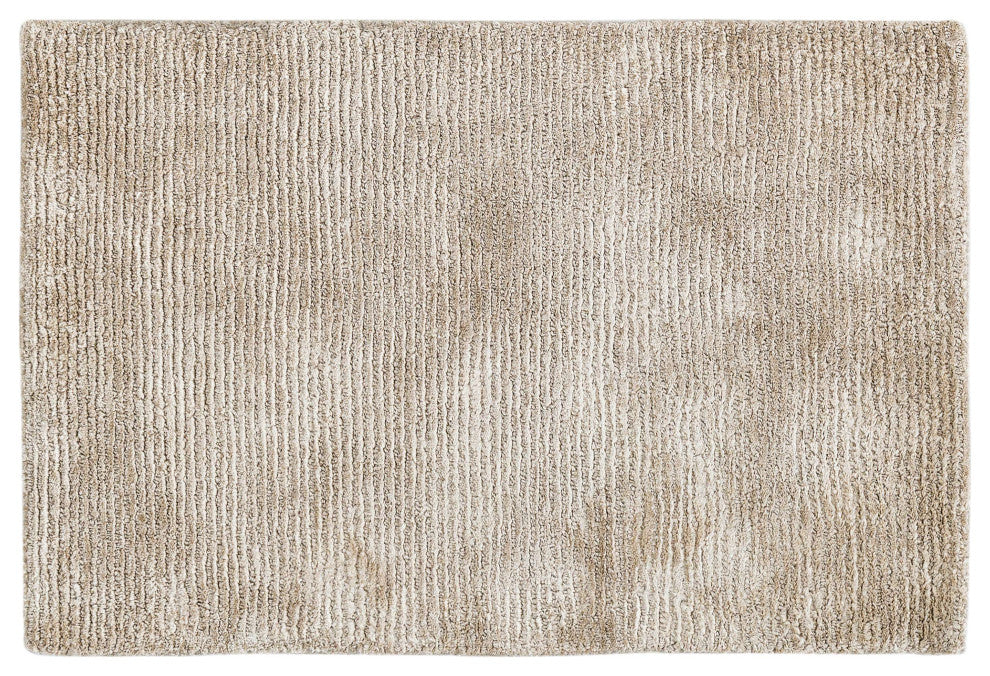 Hue Solid Hand Made Indoor Area Rug, 5'x8', Bisque