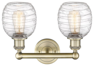 Belfast 2-Light 15" Bath Vanity Light, Antique Brass, Deco Swirl