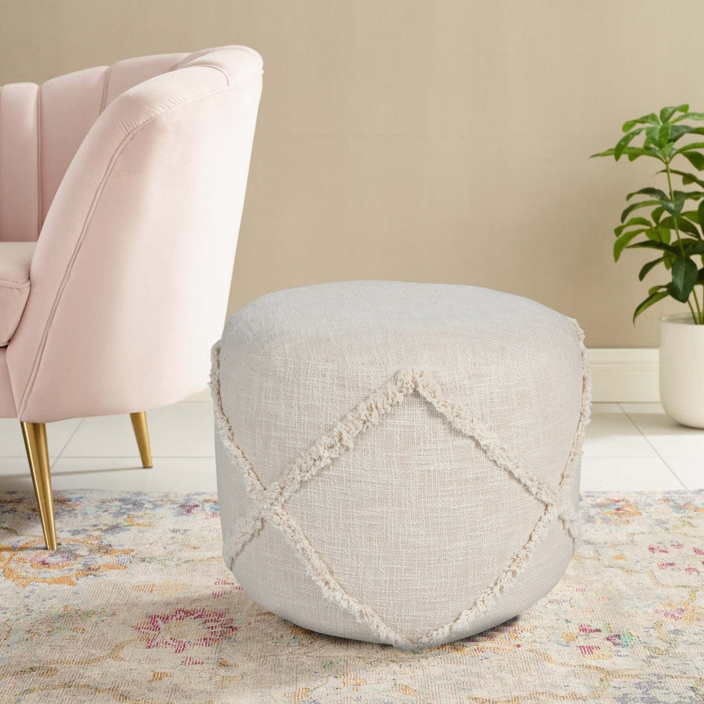 Solid Textured Decorative Diamond Pouf Ottoman