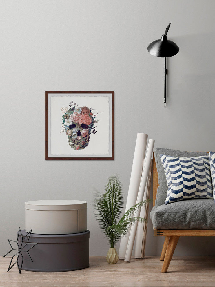 "Floral Skull II" Framed Painting Print, 32"x32"