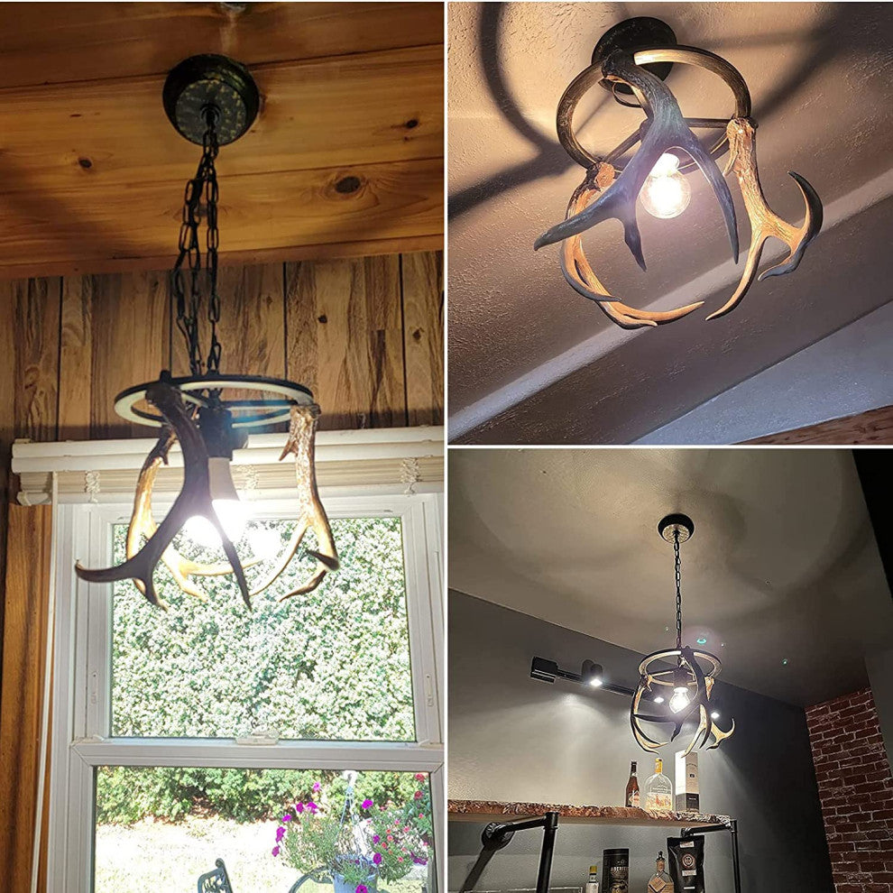 Industrial Antler Chandelier Resin Pendant Light Fixture