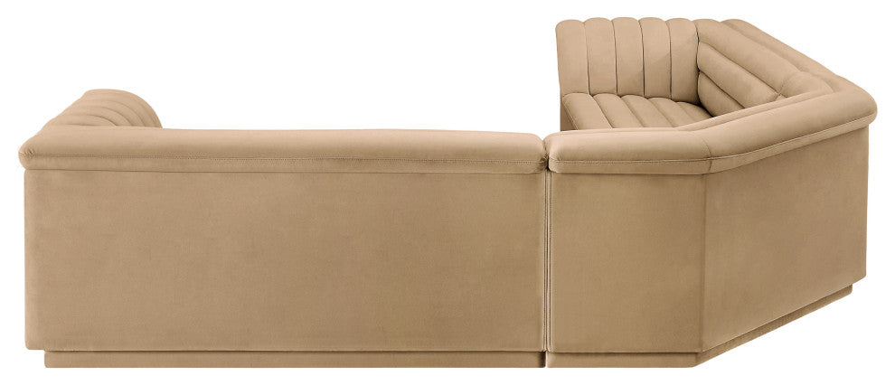Cascade Upholstered Modular Sofa, Camel, Velvet, Corner Sectional