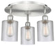 Cobbleskill-3 Light 17" Flush Mount-Satin Nickel, Clear Glass Shade