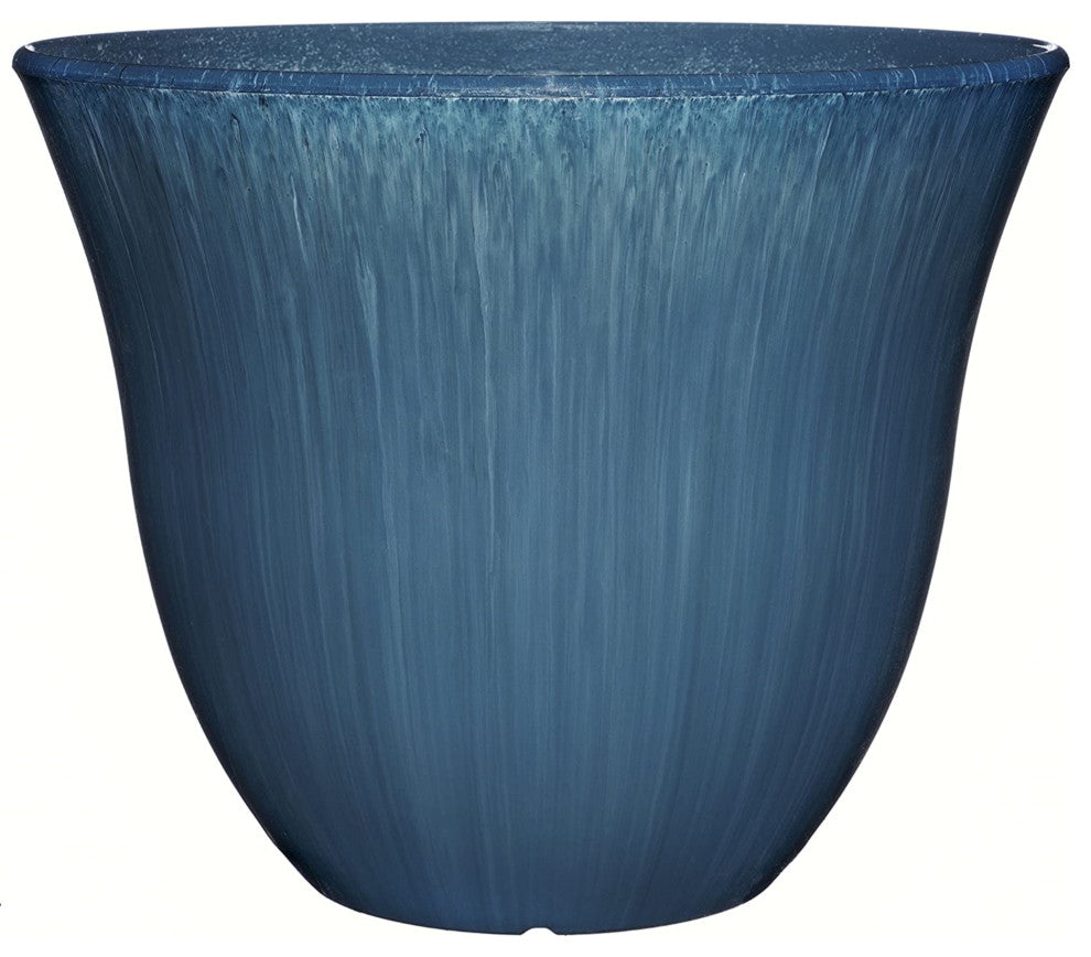 Classic Home and Garden Honeysuckle Resin Flower Pot Planter, Ocean Blue, 15"