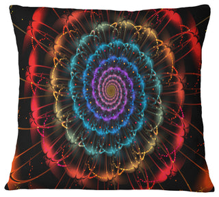 Red Blue Abstract Spiral Flower Abstract Throw Pillow, 18"x18"