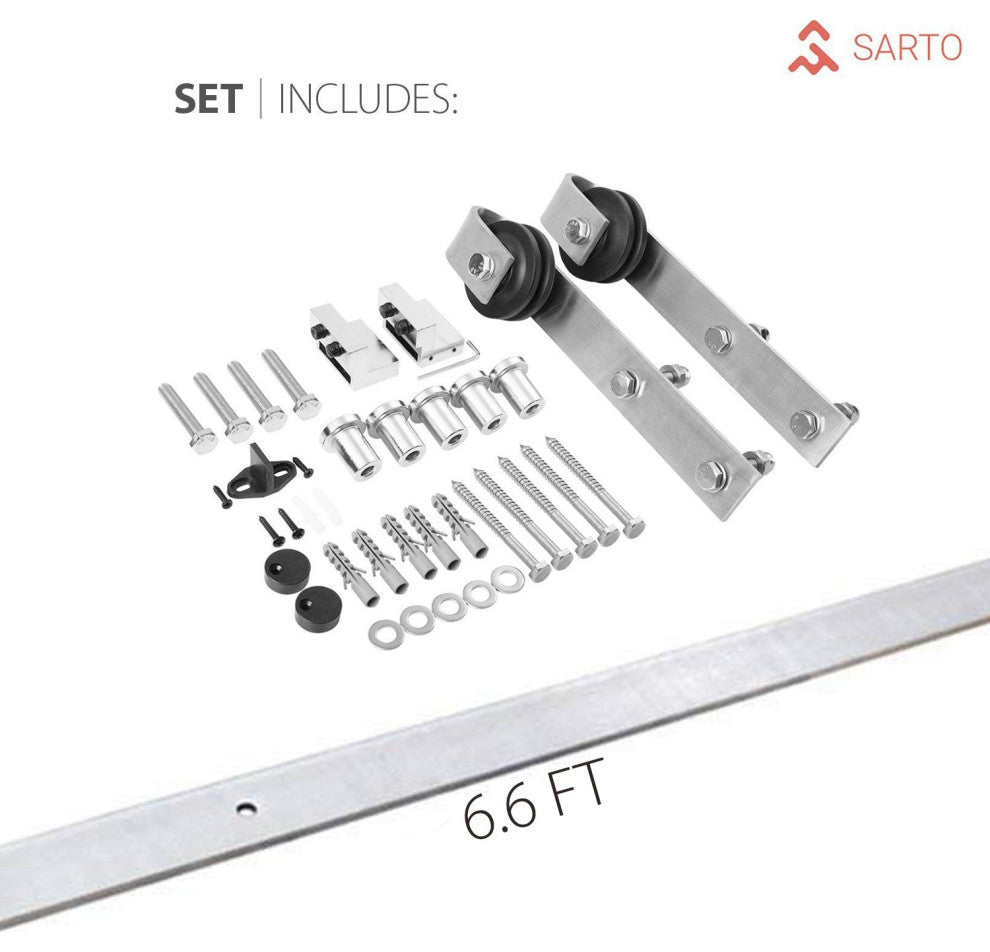 Barn Door 36 x 96, Lucia 1299 White & Mirror, Silver 6.6' Set