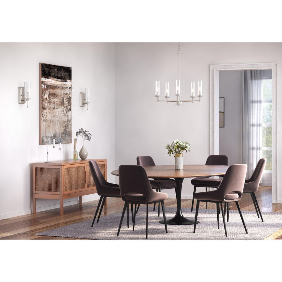 Kellwyn Five Light Chandelier, Brushed Nickel