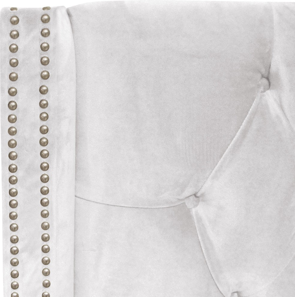 Williams Full Nail Button Wingback Headboard, Mystere Snow