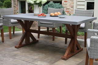 5-Piece Eucalyptus Dining Set With Matching Benches and Wicker Captain's Chairs