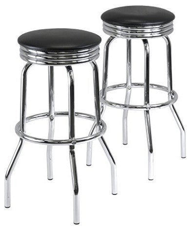 Summit Swivel Stools With Faux Leather, Set of 2