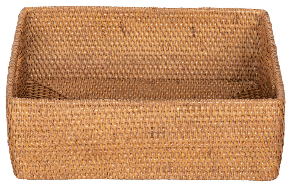 Loma Rattan Shelf and Organizing Basket, Small, Honey Brown