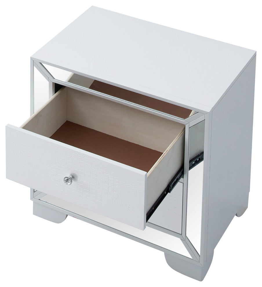 Hollywood Hills 2 Drawer White Nightstand (28 in. H x 28 in. W x 17 in. D)