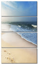 Clam Tropical Beach with Footprints, Seashore Canvas Print, 28"x48", 4 Panels
