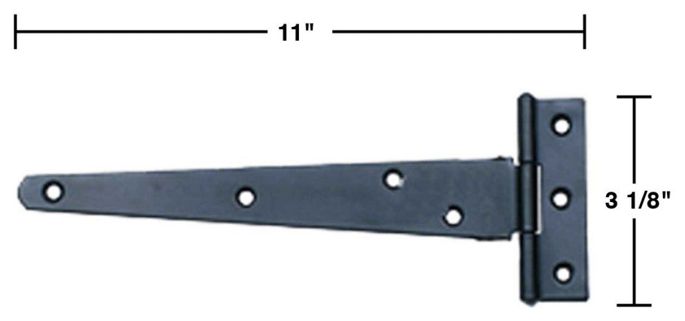 T Strap Door Hinge RSF Black Iron Light Duty Hinge 11" Pack of 3