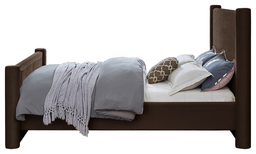Elias Upholstered Bed, Brown, Full, Velvet
