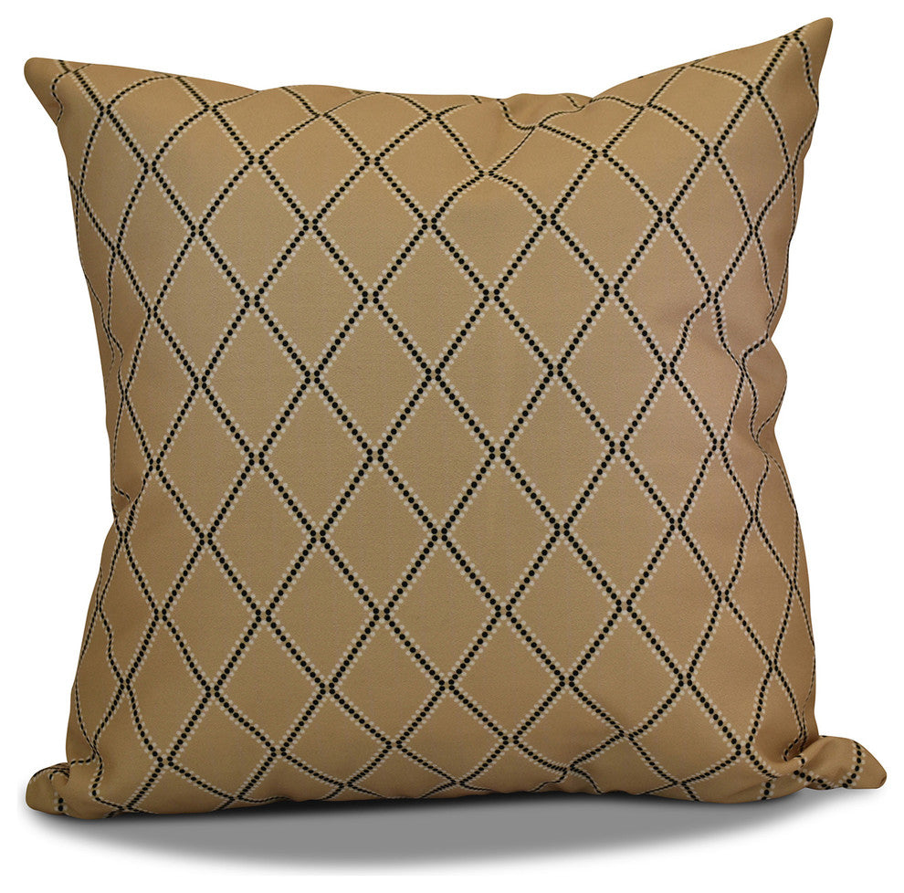 Decorative Holiday Pillow Geometric Print, Taupe, 16"x16"