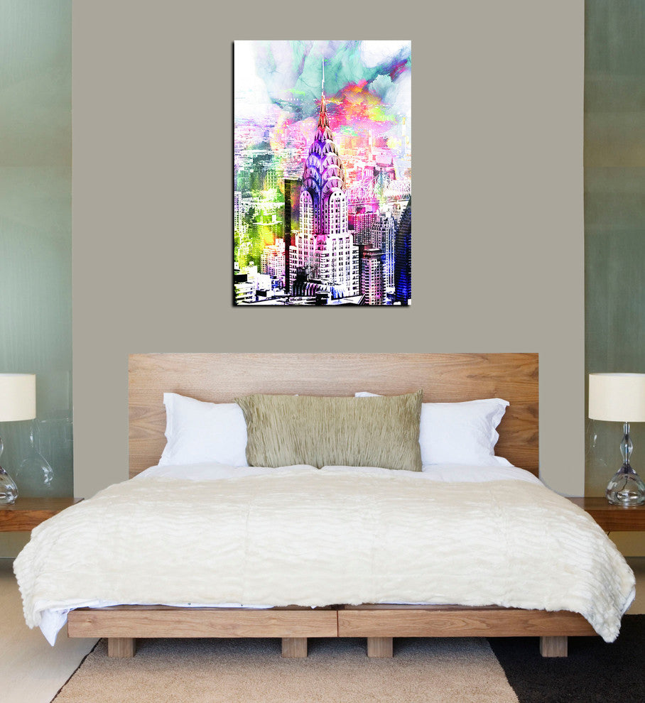 "New York Splatter" Tempered Glass Wall Art