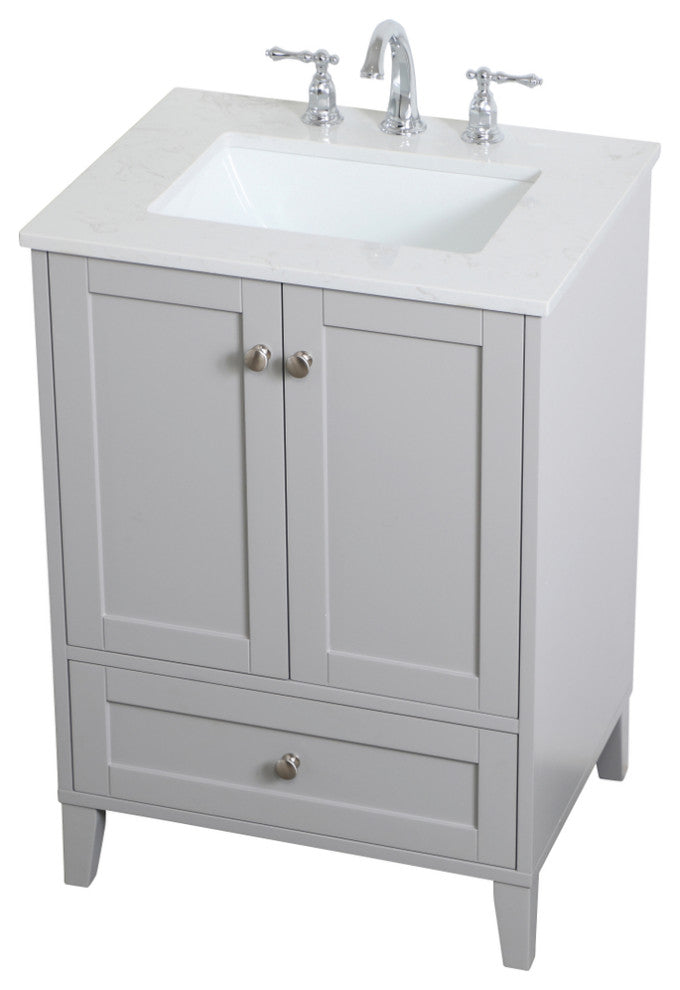 24" Single Bathroom Vanity, Gray
