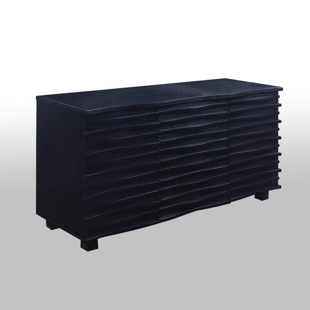 3 Drawers and 2 Doors Server, Black