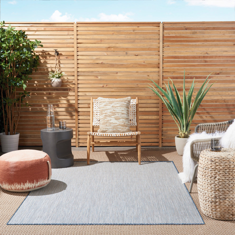 Nourison Courtyard 6' x 9' Ivory Blue Modern Area Rug