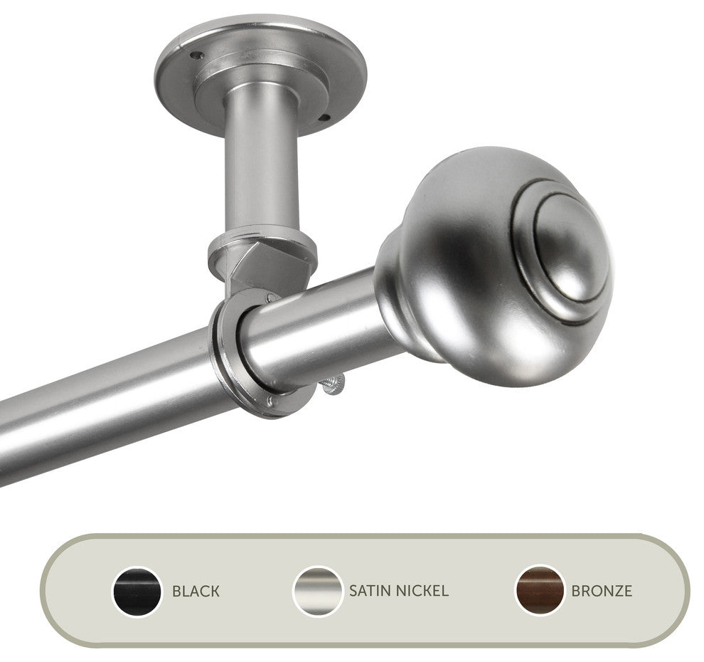 Dani Ceiling 1" Curtain Rod/Room Divider, Satin Nickel, 28-48"