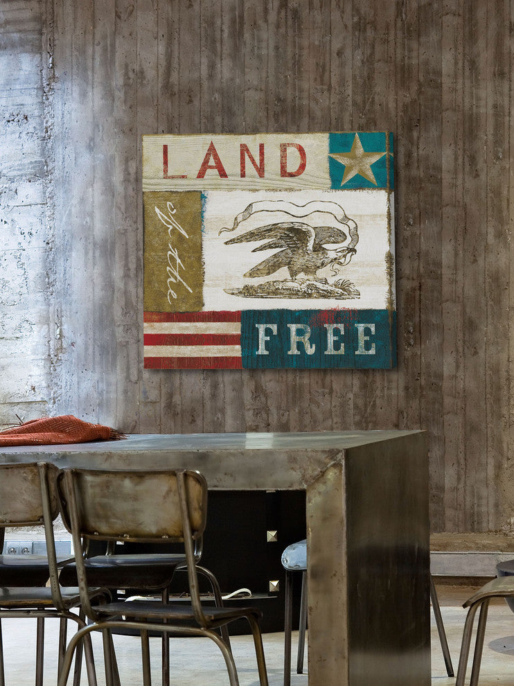 "Eagle I Block Print" Painting Print on Wrapped Canvas
