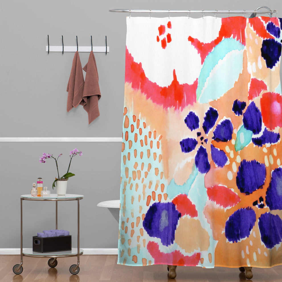 Deny Designs Cayenablanca Ikat Flowers Shower Curtain