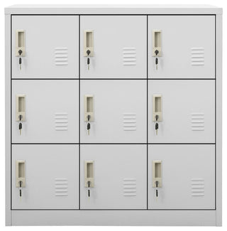 Front view of the complete 9-locker cabinet on white background (primary_product).