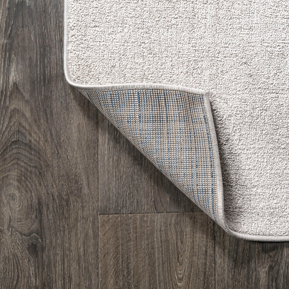 Haze Solid Low-Pile Runner Rug, Ivory, 3 X 5