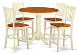 5 Pc Counter Height Dining Set -Pub Table And 4 Bar Stools With Backs